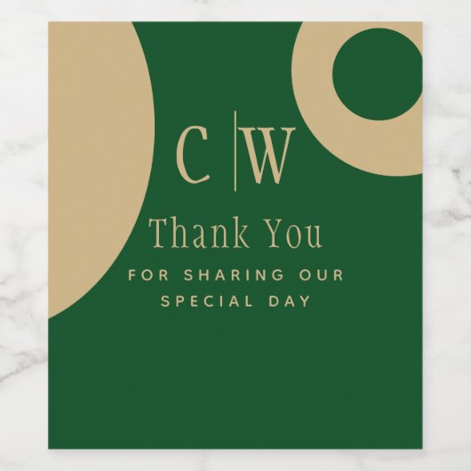 Trouw Dank Je Emerald Groen Goud Wijn Etiket (Enkel label)