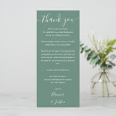 Trouw Dank Je Eucalyptus Groen Plaatskaart Menu (Staand voorkant)