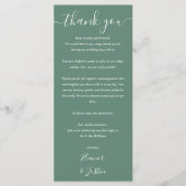 Trouw Dank Je Eucalyptus Groen Plaatskaart Menu (Voorkant)