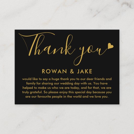Trouw Dank Je Goud En Zwarte Hart Script Plaatskaartje (Voorkant)