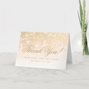 Trouw "Dank je" Gouden Bokeh Glitter Lichtjes Bedankkaart