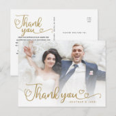 Trouw Dank Je | Gouden Script Over Foto Briefkaart (Voorkant / Achterkant)