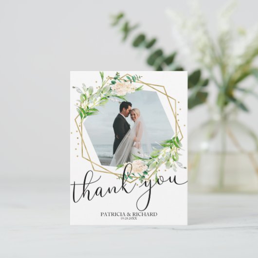 Trouw Dank Je Groene Goud Folie Geometrisch Briefkaart (Staand voorkant)