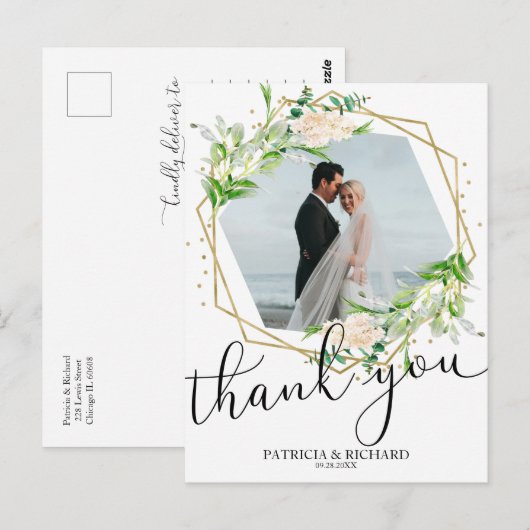 Trouw Dank Je Groene Goud Folie Geometrisch Briefkaart (Voorkant / Achterkant)