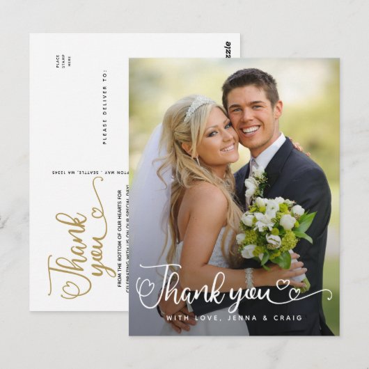 Trouw Dank Je | Handgeschreven Script Over Foto Briefkaart (Voorkant / Achterkant)