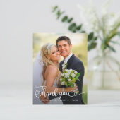 Trouw Dank Je | Handgeschreven Script Over Foto Briefkaart (Staand voorkant)