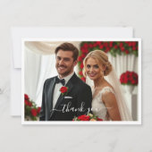 Trouw Dank Je- Hartvormige Rode Rozen Dank Je Bedankkaart (Voorkant)