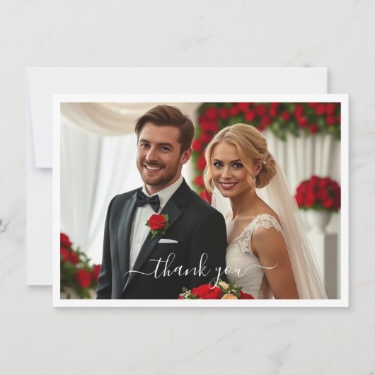 Trouw Dank Je- Hartvormige Rode Rozen Dank Je Bedankkaart (Voorkant)