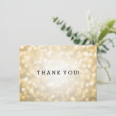 Trouw Dank Je Kaart Gouden Glitter Lichtjes (Staand voorkant)