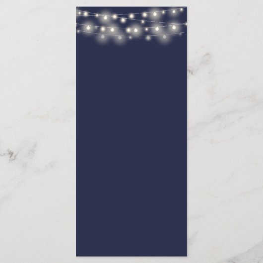 Trouw Dank Je Lichtjes Navy Blauwe Plaatskaart Menu (Achterkant)