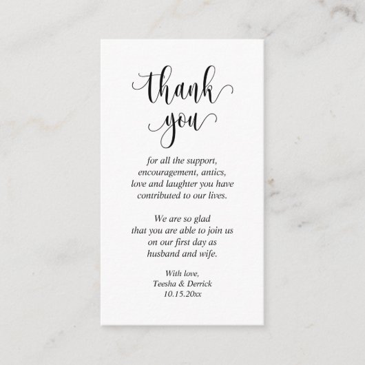 Trouw Dank je, Modern Script Bijlagekaart Informatiekaartje (Voorkant)