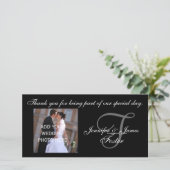 Trouw Dank Je Monogram F en Bericht Bedankkaart (Staand voorkant)