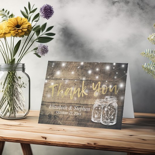 Trouw Dank Je Rustieke Houten Metselaars Pot Licht Bedankkaart