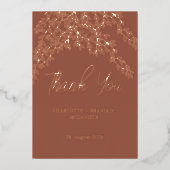 Trouw Dank Je Terracotta Bladeren Roze Goud Folie Uitnodiging (Voorkant)