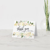 Trouw Dank Je Wel Bloem Waterverf Roze Ivoorkleuri Bedankkaart (Voorkant)