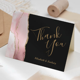 Trouw Dank Je Wel Blush Agate Goud Glitter Donker Kaart