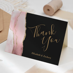 Trouw Dank Je Wel Blush Agate Goud Glitter Donker Kaart