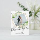 Trouw Dank Je Wel Groene Begroeiing Gouden Folie G Briefkaart (Staand voorkant)