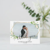 Trouw Dank Je Wel Groene Geometrische Foto Briefkaart (Staand voorkant)