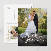 Trouw Dank Je Wel | Handgeschreven Script Over Fot Briefkaart (Voorkant / Achterkant)