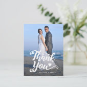 Trouw Dank Je Wel | Handgeschreven Script Over Fot Briefkaart (Staand voorkant)