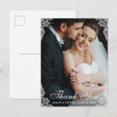 Trouw Dank Je Wel Kant Rand Koppel Foto Briefkaart (Voorkant / Achterkant)