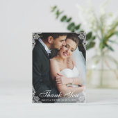 Trouw Dank Je Wel Kant Rand Koppel Foto Briefkaart (Staand voorkant)