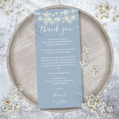 Trouw Dank Je Wel Lichten Stof Blauw Plaatskaart Menu