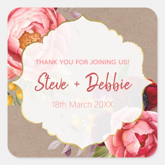 Trouw Dank Je Wel Lippenbalsem Vierkante Sticker (Voorkant)