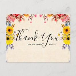 Trouw Dank Je Wel Romantische Bloemenscript Ansich Briefkaart