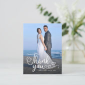 Trouw Dank Je Wel | Witte Script Over Foto Briefkaart (Staand voorkant)