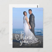 Trouw Dank Je Wel | Witte Script Over Foto Briefkaart (Voorkant / Achterkant)