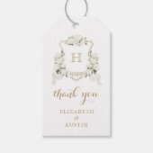 Trouw Dank Je Witte Hortensia Wapen Cadeaulabel (Voorkant)