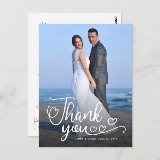 Trouw Dank Je | Witte Script Over Foto Briefkaart (Voorkant / Achterkant)