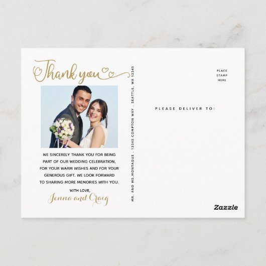 Trouw Dank Je | Witte Script Over Foto Briefkaart (Achterkant)