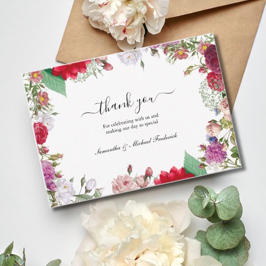 Trouw Dank Kaarten met Wilde Bloemen Boho Stijl