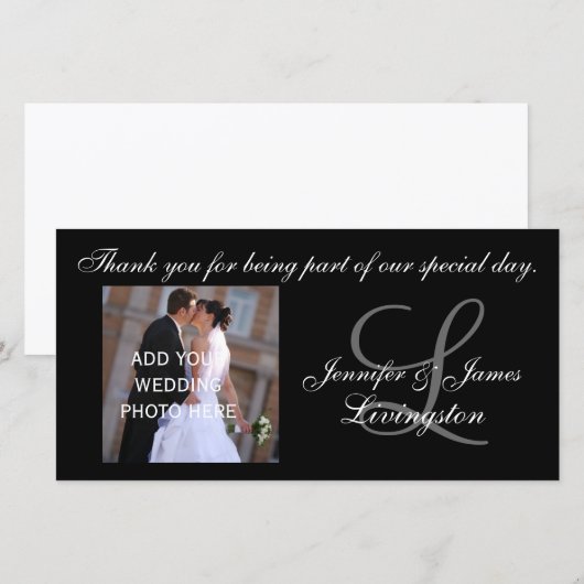 Trouw Dank Monogram & Koppel Foto Bedankkaart (Voorkant / Achterkant)