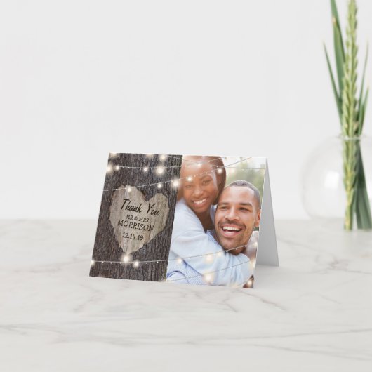 Trouw Dank U Boom Gesneden Hart Bedankkaart (Voorkant)