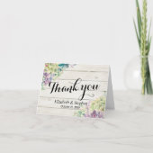 Trouw Dank U Sukkulente Planten Rustieke Hout Bedankkaart (Voorkant)