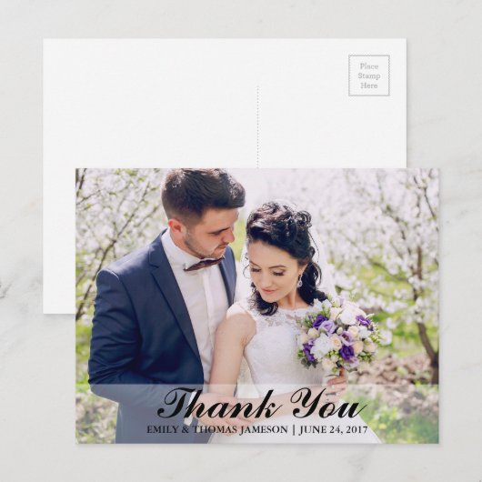 Trouw Dankjewel Bruid & Bruidegom Foto Ansichtkaar Briefkaart (Voorkant / Achterkant)