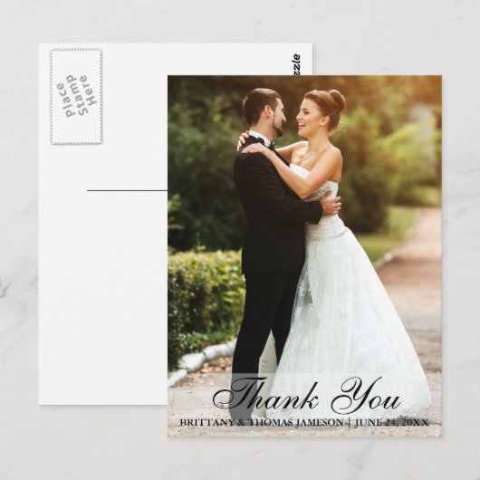 Trouw Dankjewel Bruid & Bruidegom Foto Ansichtkaar Briefkaart (Voorkant / Achterkant)