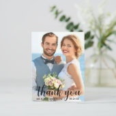 Trouw Dankjewel Bruid Bruidegom Foto B Briefkaart (Staand voorkant)
