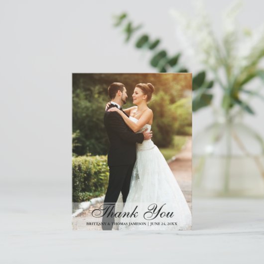 Trouw Dankjewel Bruid & Bruidegom Postkaart BW (Staand voorkant)