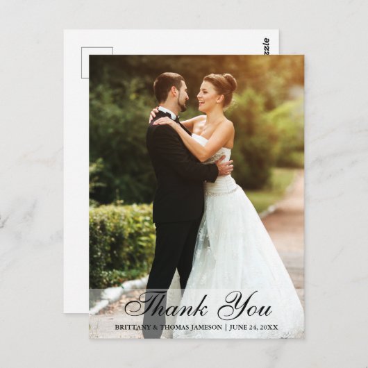 Trouw Dankjewel Bruid & Bruidegom Postkaart BW (Voorkant / Achterkant)