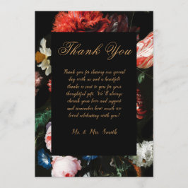 Trouw Dankkaart Rood Zwart Bloemmotief Bedankkaart