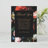 Trouw Dankkaart Rood Zwart Bloemmotief Bedankkaart (Staand voorkant)