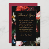 Trouw Dankkaart Rood Zwart Bloemmotief Bedankkaart (Voorkant / Achterkant)