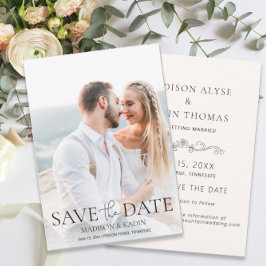 Trouw Datum Bewaren Foto Elegante Script Save The Date