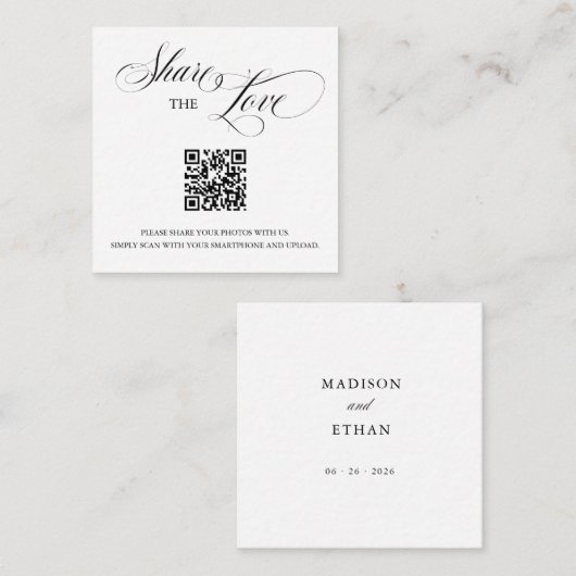 Trouw deel de liefde QR-code foto-inzet Informatiekaartje (Voorkant / Achterkant)