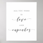 Trouw Dessert Tafel Bord 'Liefde en Cupcakes' Poster (Voorkant)